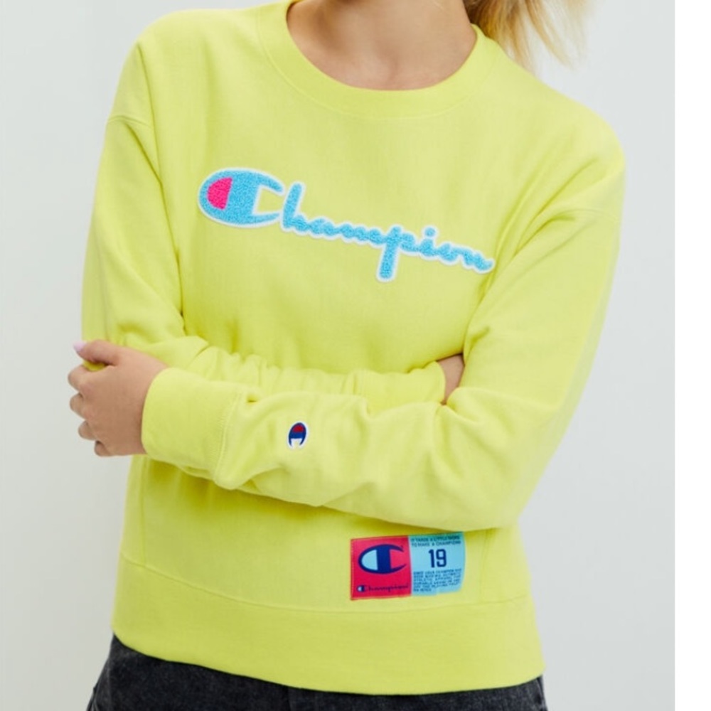 neon yellow champion crew neck